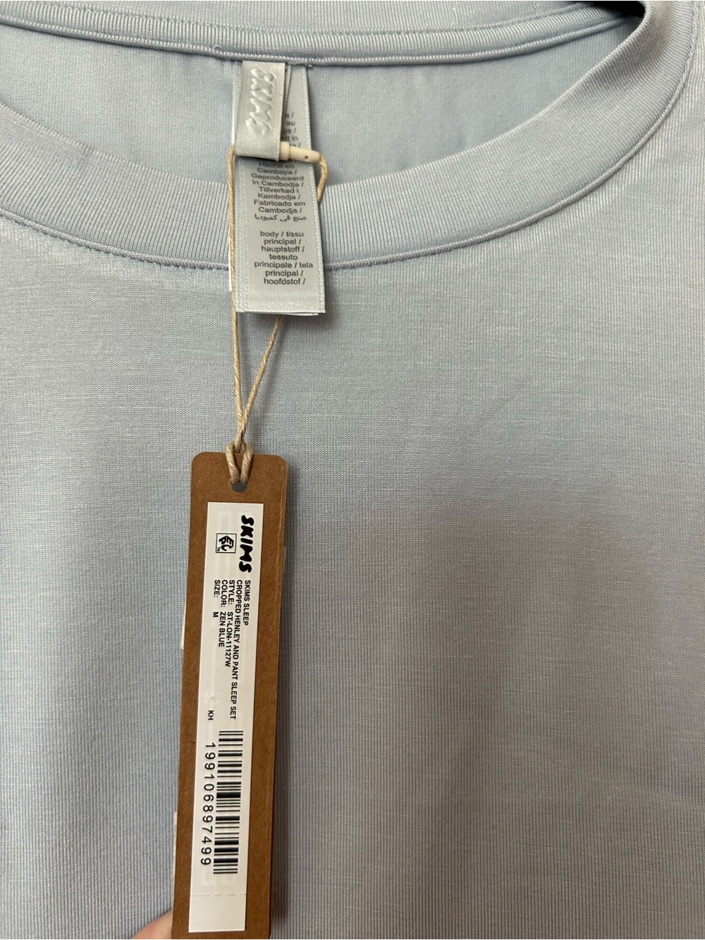 NWT Skims Cropped Long Sleeve Top - Zen Blue - Picture 3 of 4
